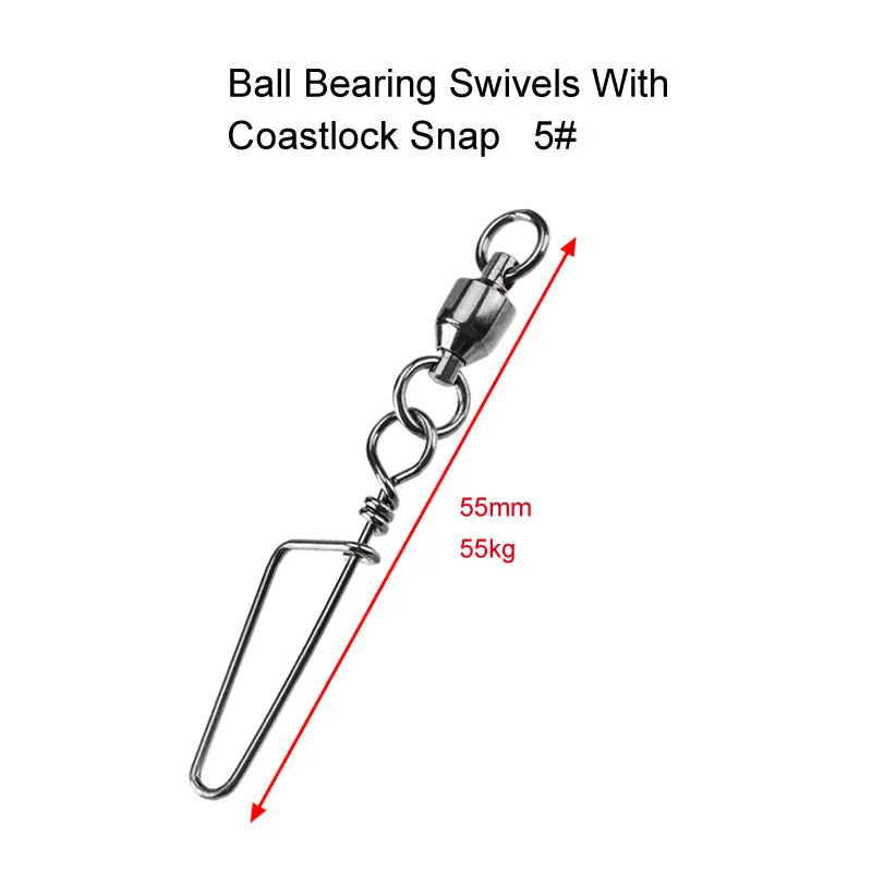 10 X Size 5# Ball Bearing Swivels with Coastlock Snap Fishing Tackle