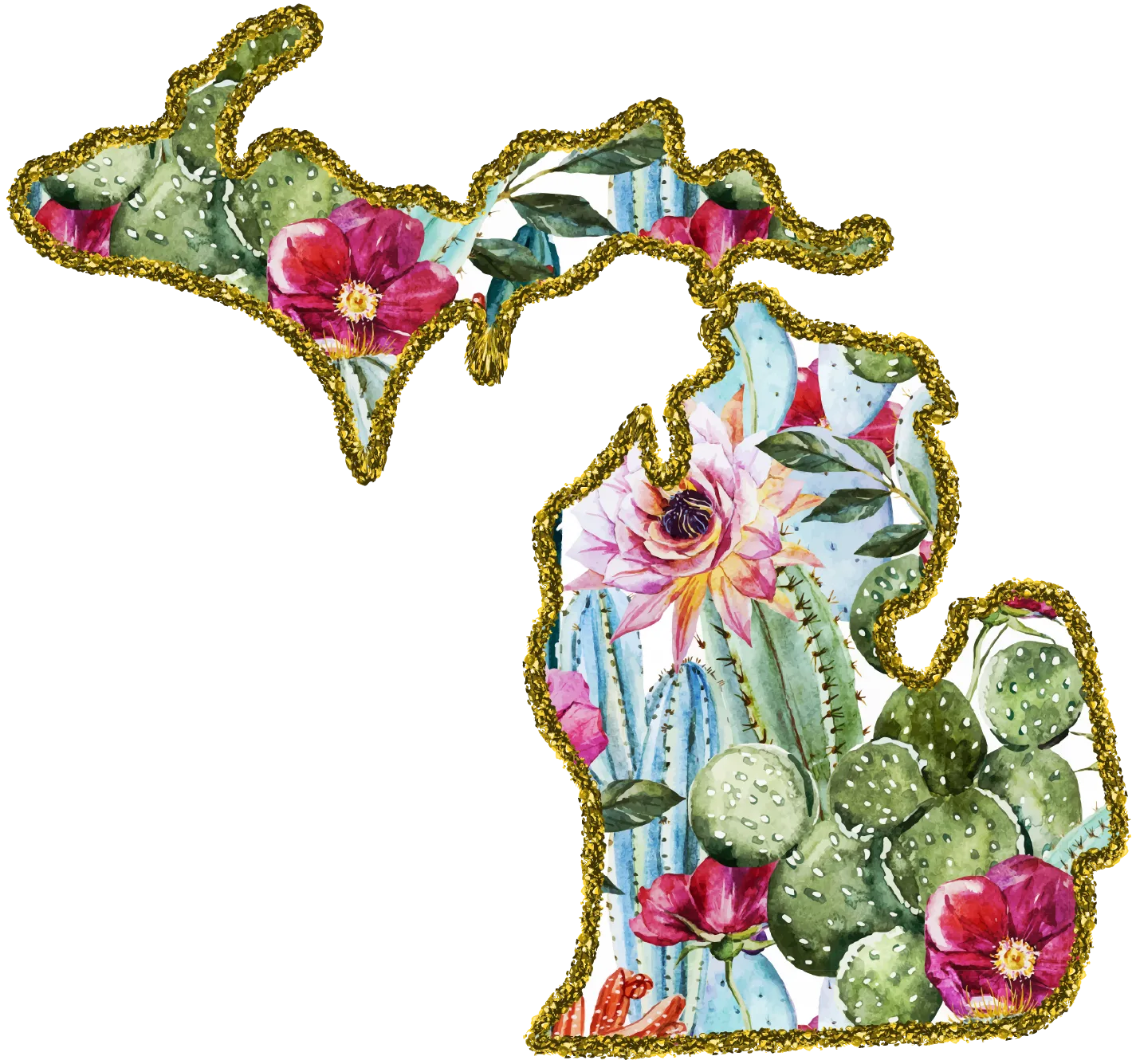 #100 Cactus Glitter State All 50 States Available
