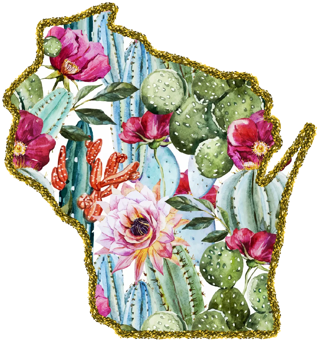 #100 Cactus Glitter State All 50 States Available