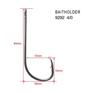 100 x 4/0 Chemically Sharpened Baitholder Hooks Straight eyes Fishing Tackle