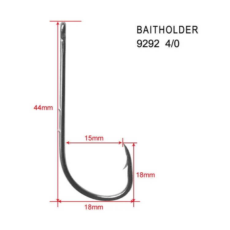 100 x 4/0 Chemically Sharpened Baitholder Hooks Straight eyes Fishing Tackle