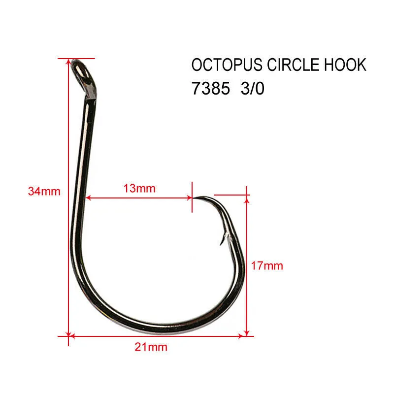 100 X Chemically Sharpened Octopus Circle Hooks 4 Sizes 2/0-5/0 Fishing Tackle