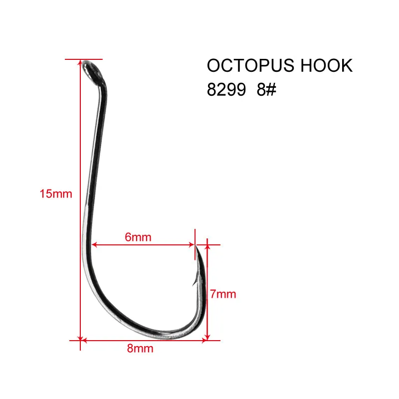 100 X Chemically Sharpened Octopus Hooks at Size 8# Fishing Tackle