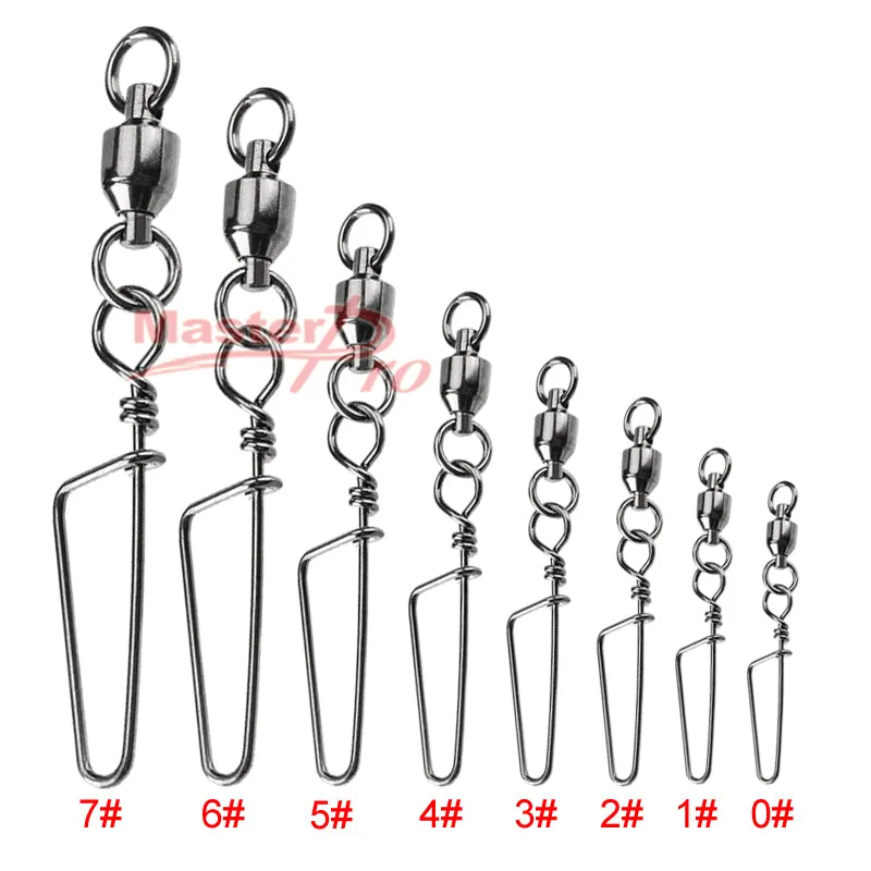 10X Size 6# Ball Bearing Swivels with Coast Lock Snap Fishing Tackle