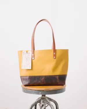 1212 Mustard & Tortoiseshell East West Panel Tote - 10” Handles