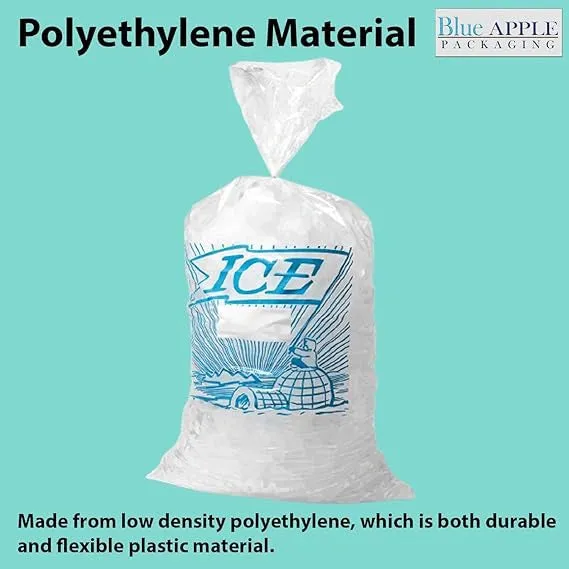 12X21 inches Ice Bags with Twist Ties Printed 1.2 Mil Metallocene (mPE)