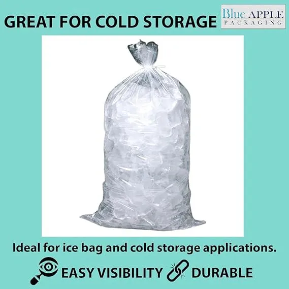 12X21 inches Ice Bags with Twist Ties Printed 1.2 Mil Metallocene (mPE)