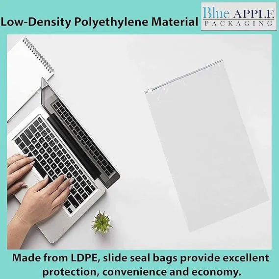 16X12 inches Resealable Poly Bags With Slide Seal 2.75 Mil (LDPE)