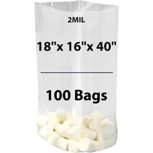 18X16X40 inches Gusseted Poly Bags Clear 2 Mil Low Density LDPE