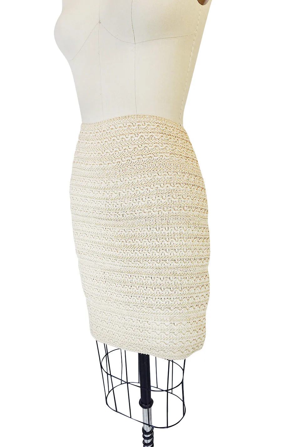 1980s Stretch Knit & Cord Kritzia Mini Skirt