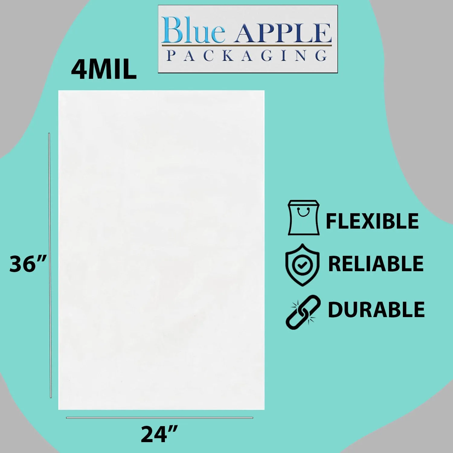 24X36 inches Clear Flat Poly Bags 4Mil Open Top (LDPE)