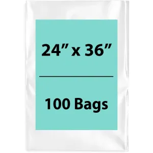 24X36 inches Clear Flat Poly Bags 4Mil Open Top (LDPE)
