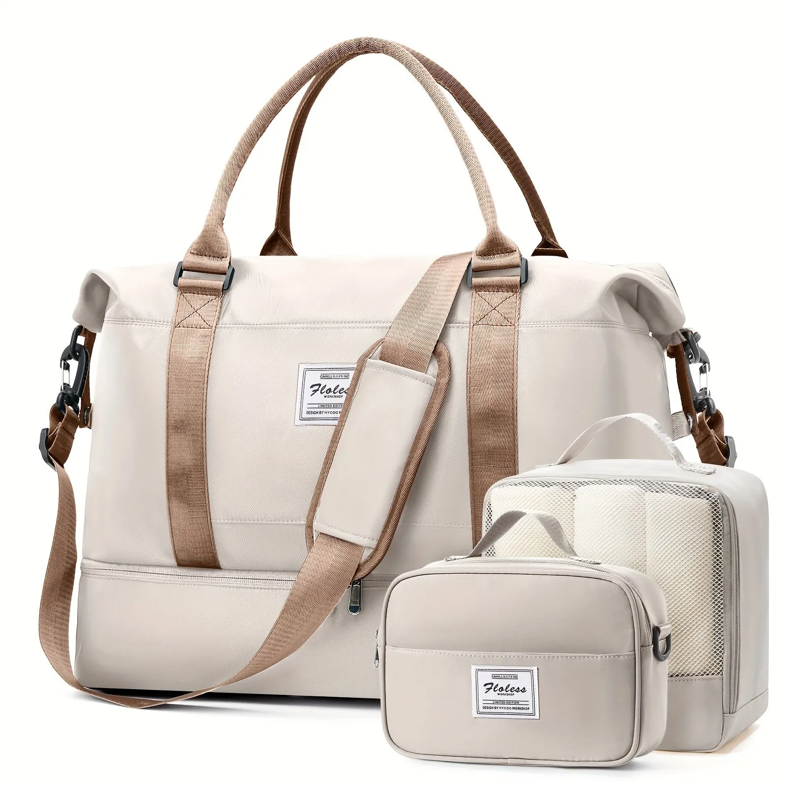 3 Piece Travel Bag Set Large Capacity Carry on Tote For Women