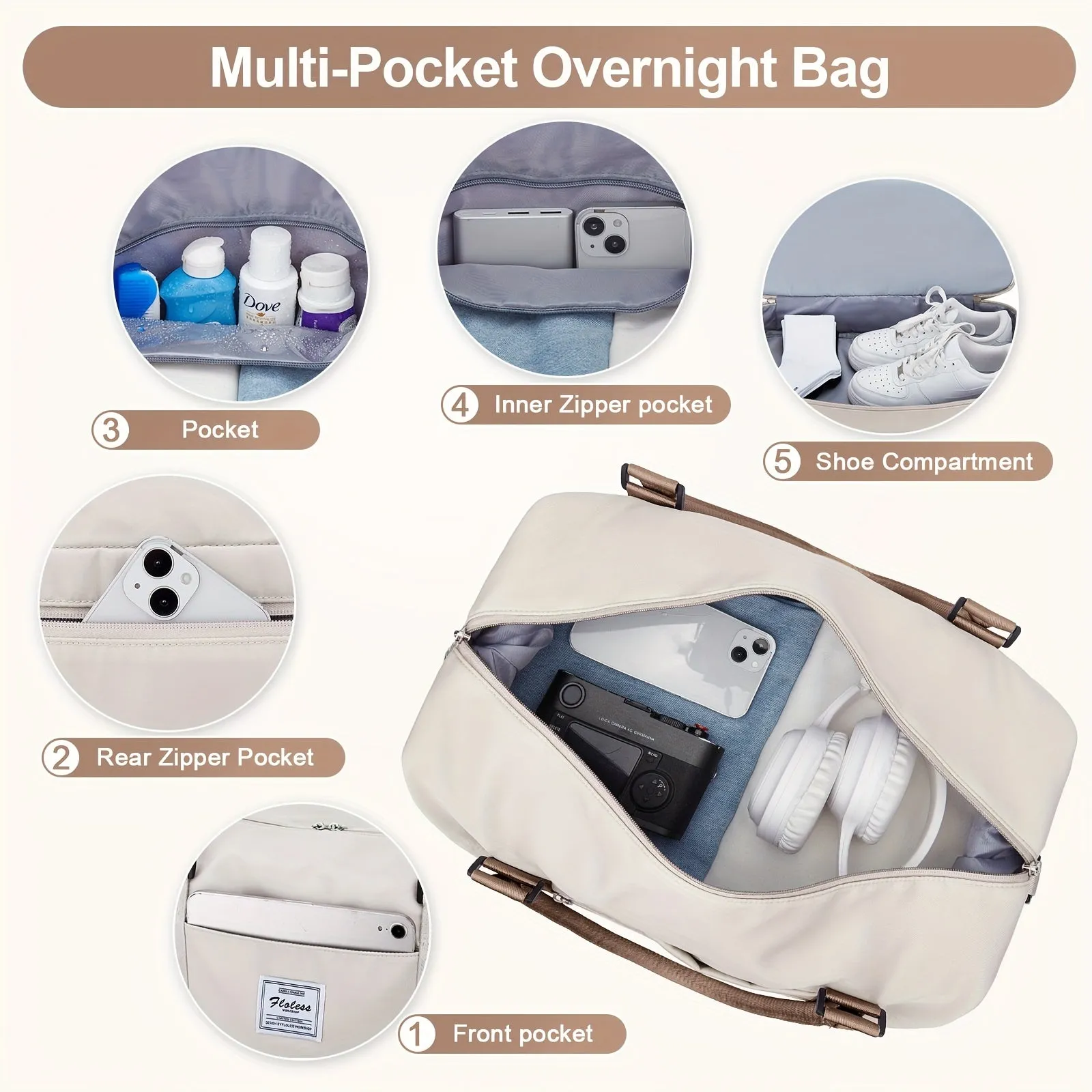3 Piece Travel Bag Set Large Capacity Carry on Tote For Women