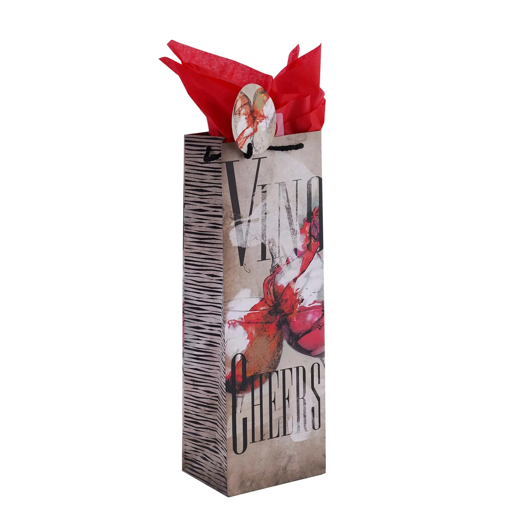3Pk Bottle Time For Wine Printed Bag, 4 Designs