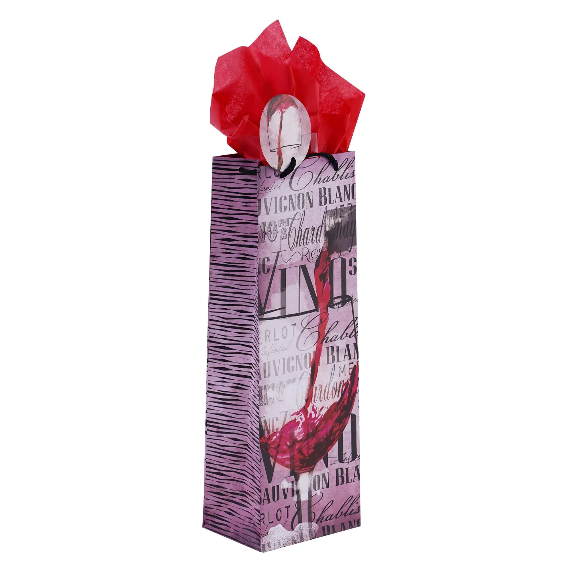 3Pk Bottle Time For Wine Printed Bag, 4 Designs