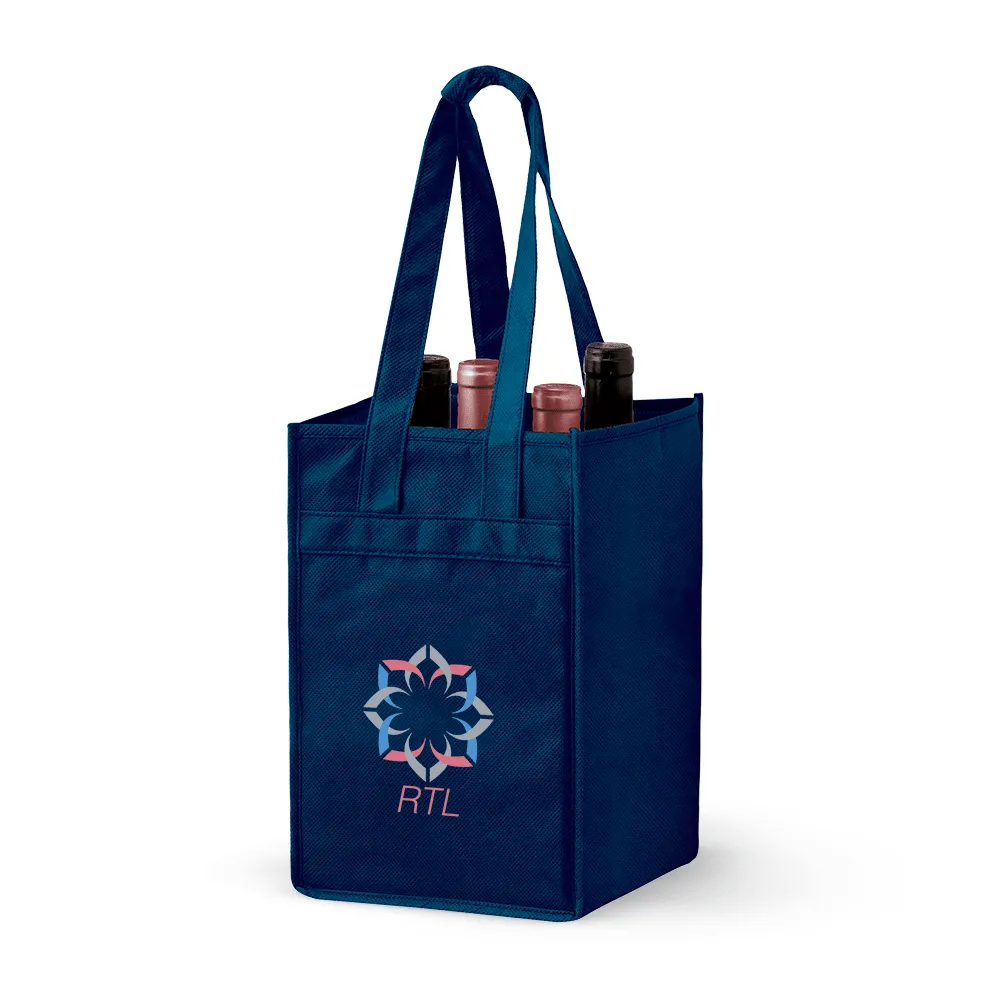 4 Bottle Non-woven Wine Tote Bag *Stocked in the USA*