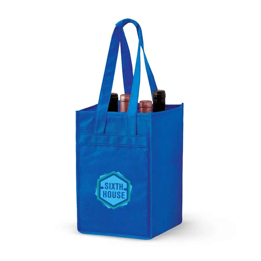 4 Bottle Non-woven Wine Tote Bag *Stocked in the USA*