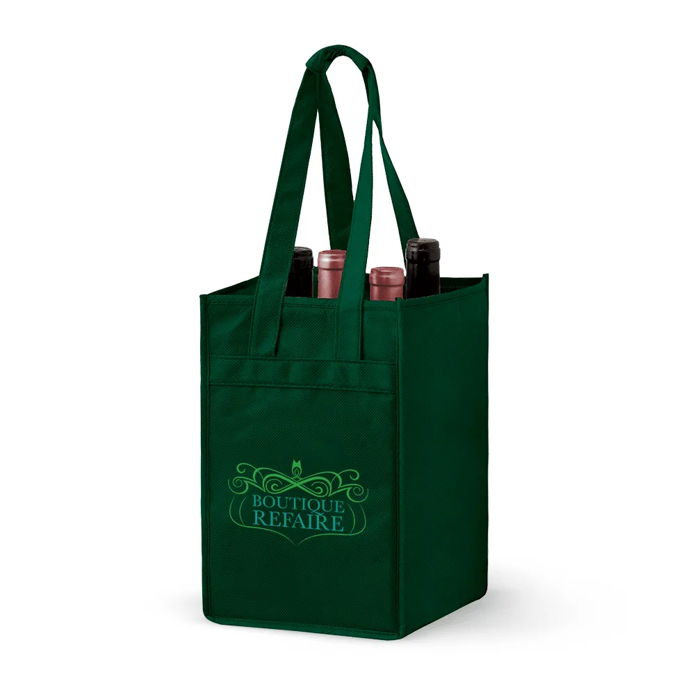 4 Bottle Non-woven Wine Tote Bag *Stocked in the USA*