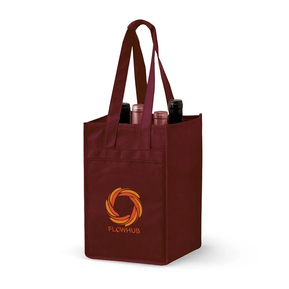 4 Bottle Non-woven Wine Tote Bag *Stocked in the USA*