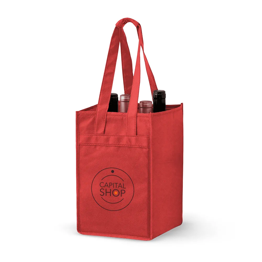 4 Bottle Non-woven Wine Tote Bag *Stocked in the USA*