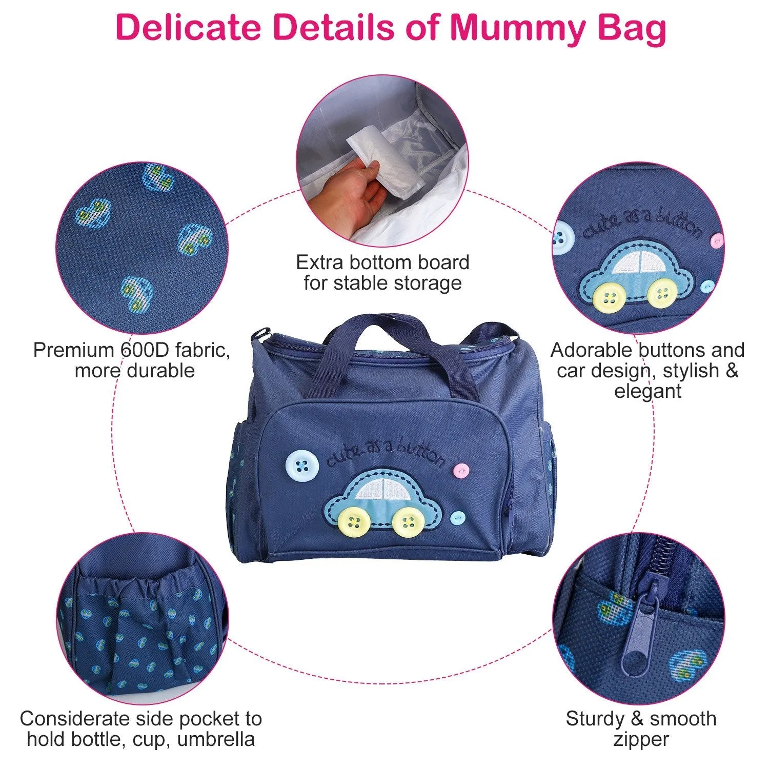 4-Piece: Baby Diaper Tote Bag Set