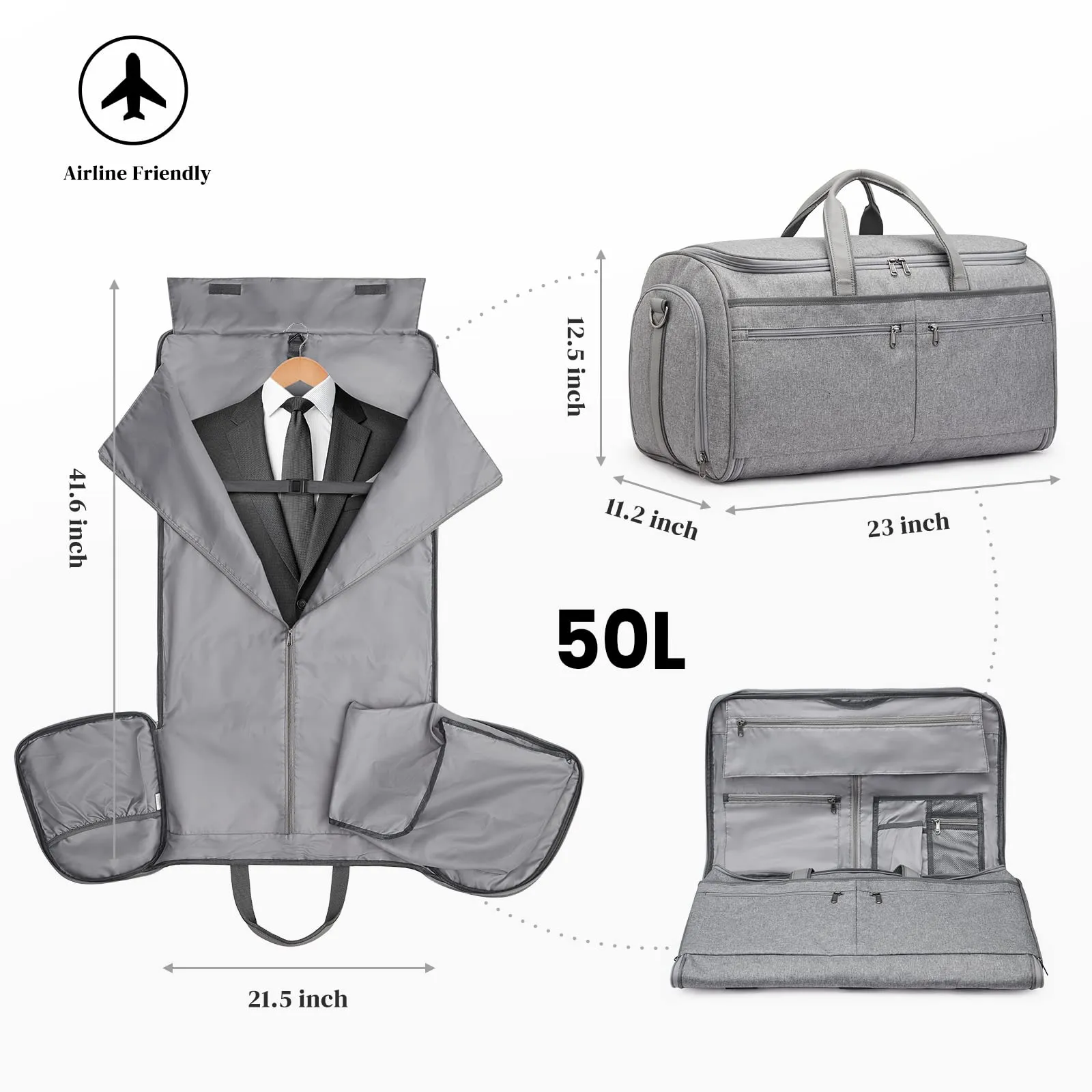 50L Carry on Garment Duffel Bag for Men