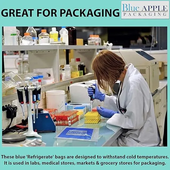 5X8 inches Refrigerator Bags (Printed) 2 Mil Zipper Reclosable for Pharmacy