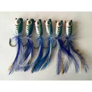 6 X Huge Surf Poppers Lure Blue With 3D Eyes Fishing Tackle
