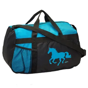 63-GG819TU Travel Duffel Bag With Galloping Horse -Black/Turquoise AWST