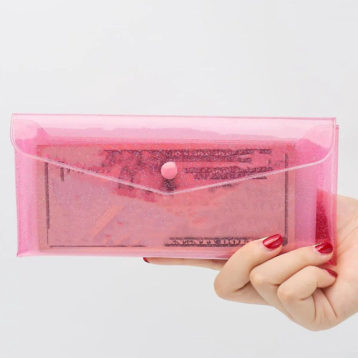 7pcs Transparent Pencil Case Storage Bag Portable Colorful Buckle Organizer Pack