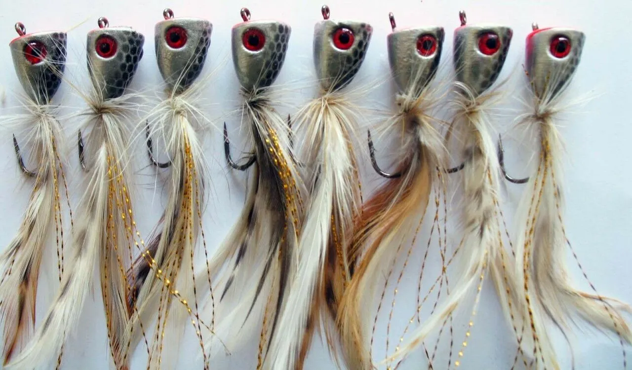 8 x New Generation Quality Surf Poppers Colour Silver Fishing Tackle