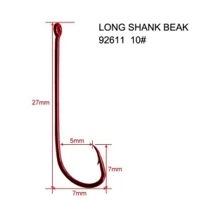 90 x Quality Long Shank 10# RED Hooks Offer Fishing Tackle