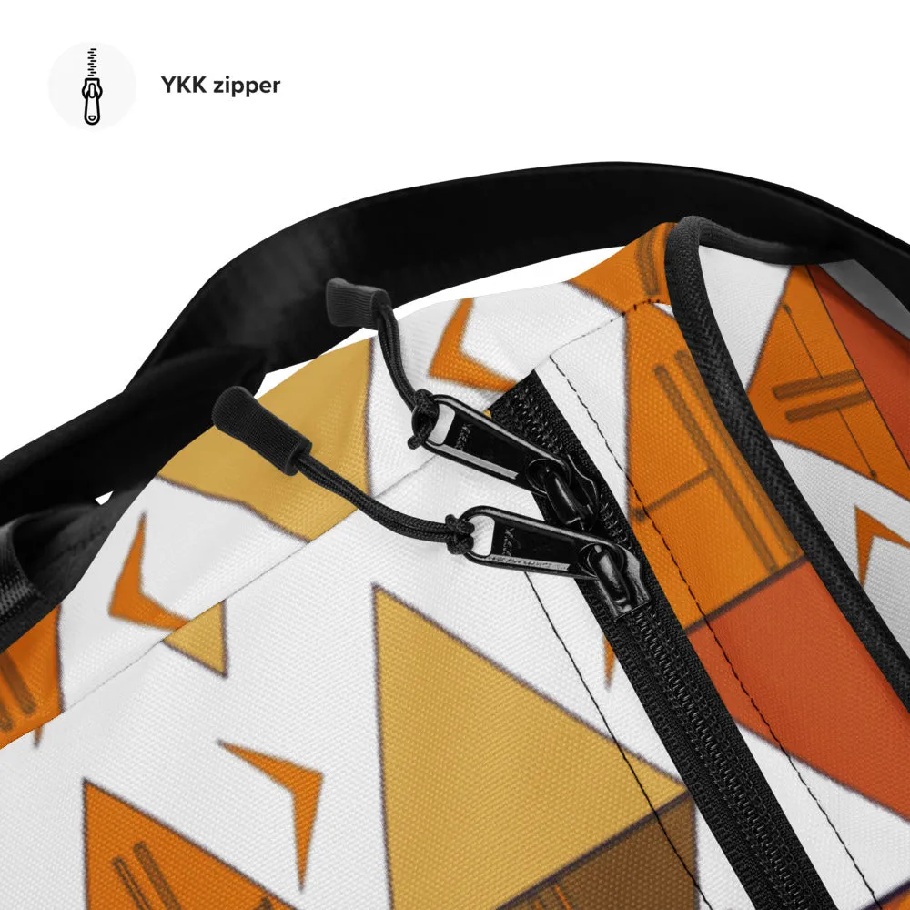 African Tribal Print Duffel Bag - Earthy/White