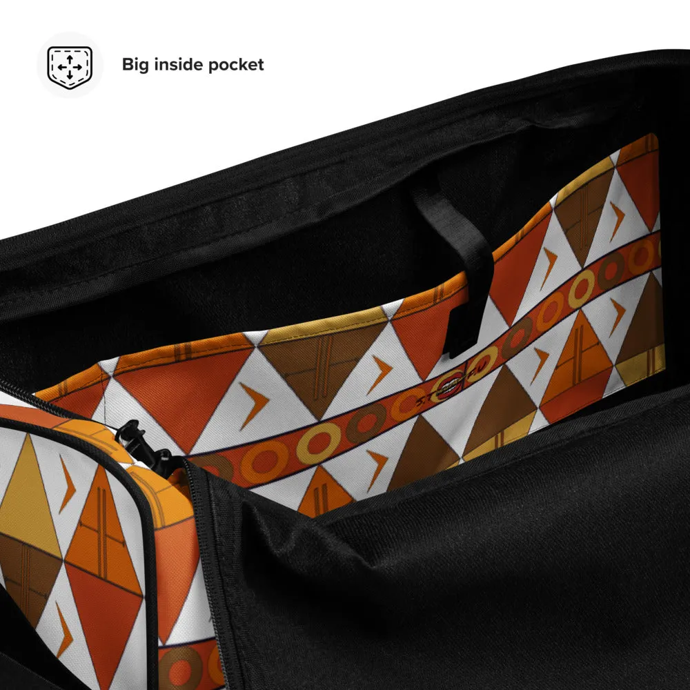 African Tribal Print Duffel Bag - Earthy/White