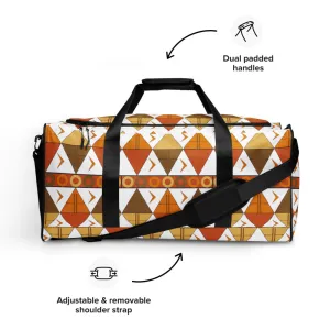 African Tribal Print Duffel Bag - Earthy/White