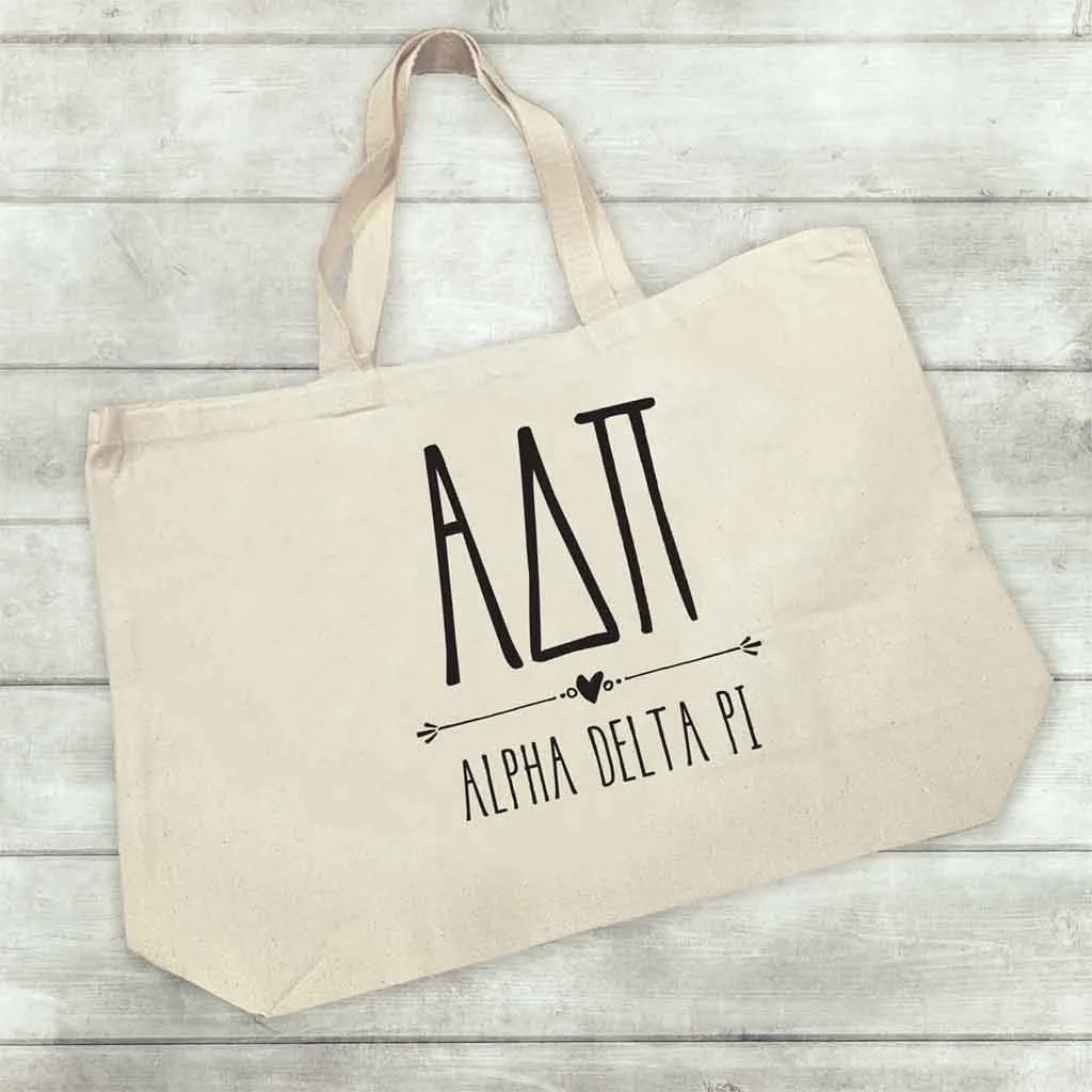 Alpha Delta Pi Stylized Sorority Greek Letters Printed Canvas Bag