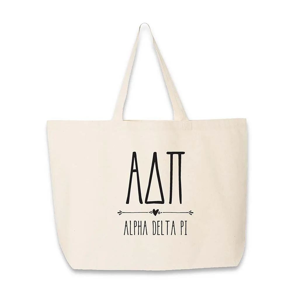 Alpha Delta Pi Stylized Sorority Greek Letters Printed Canvas Bag
