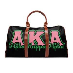 Alpha Kappa Alpha Themed Travel Bag | Waterproof (AKA) Canvas Travel Bag | Weekender Bag | Cottagecore Duffle Bag | AKA Carry On Travel Bag