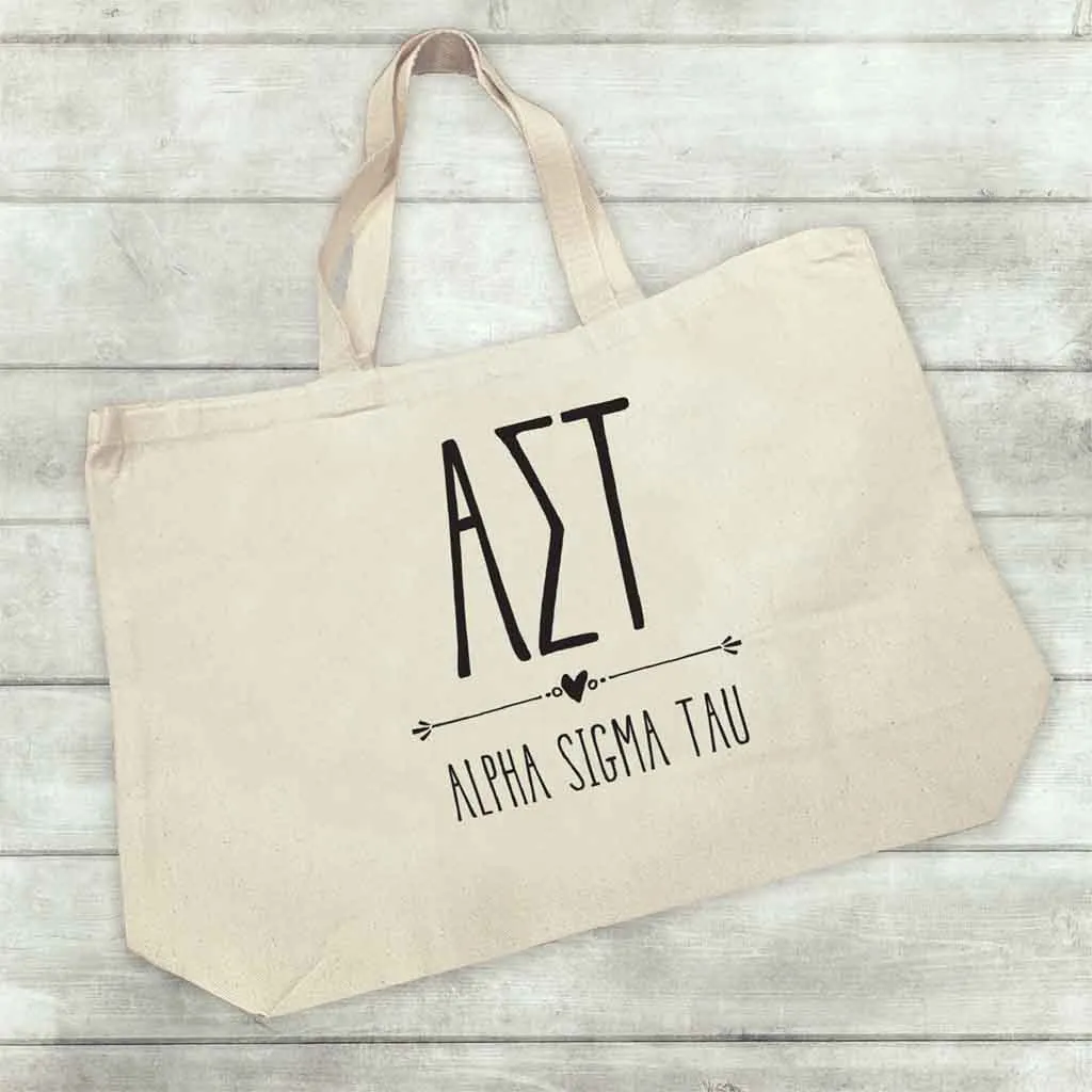 Alpha Sigma Tau Stylized Sorority Greek Letters Printed Canvas Bag