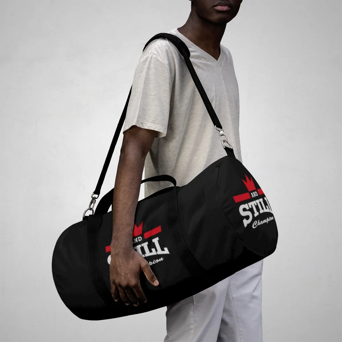 And Still Champion™ black duffle bag - large; 23" long