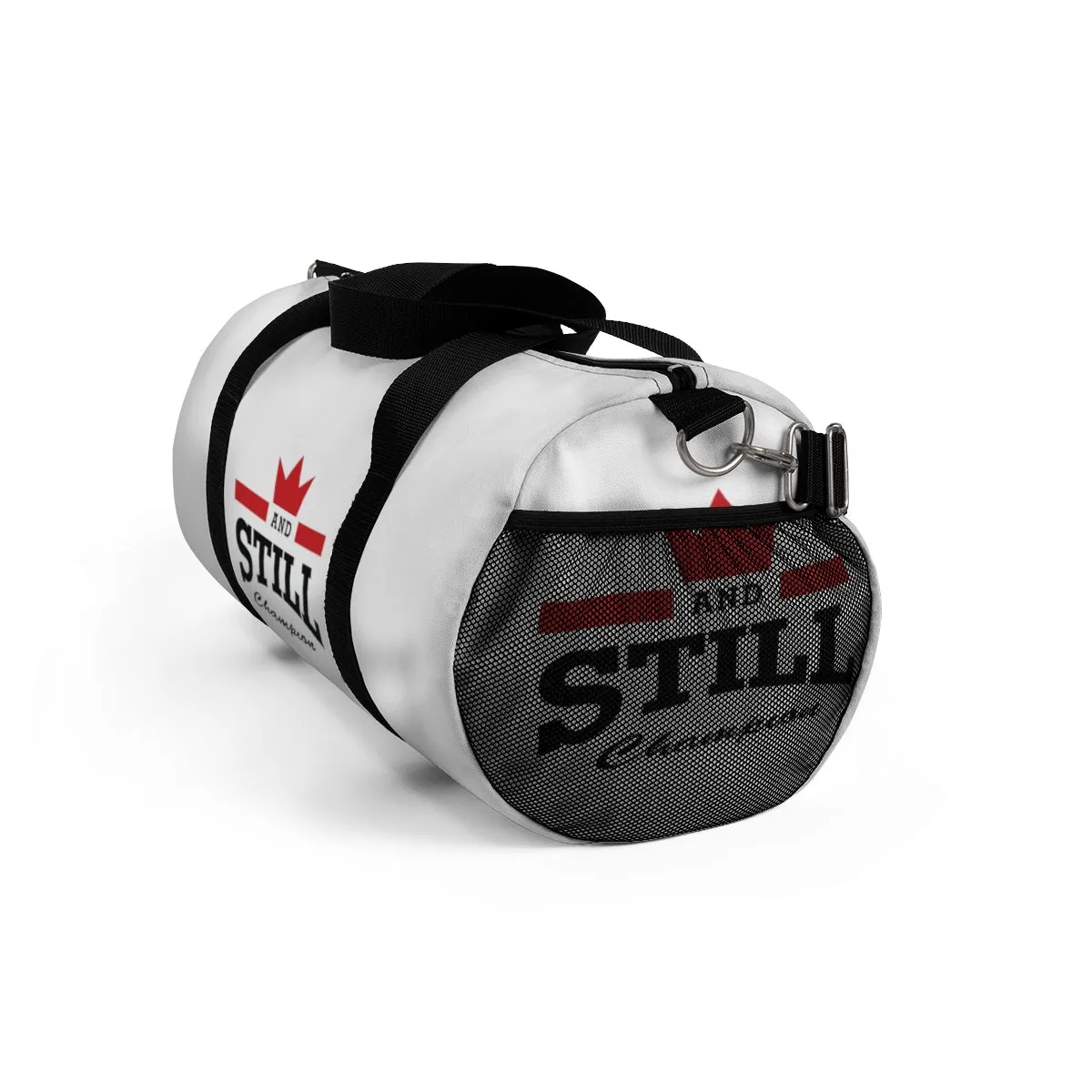 And Still Champion™ white duffle bag - small; 19" long