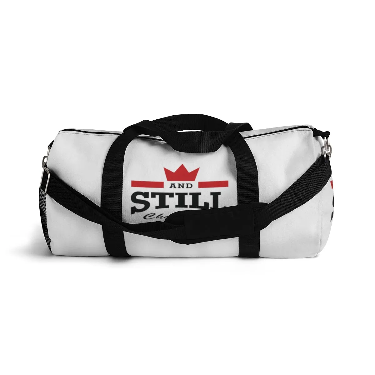 And Still Champion™ white duffle bag - small; 19" long