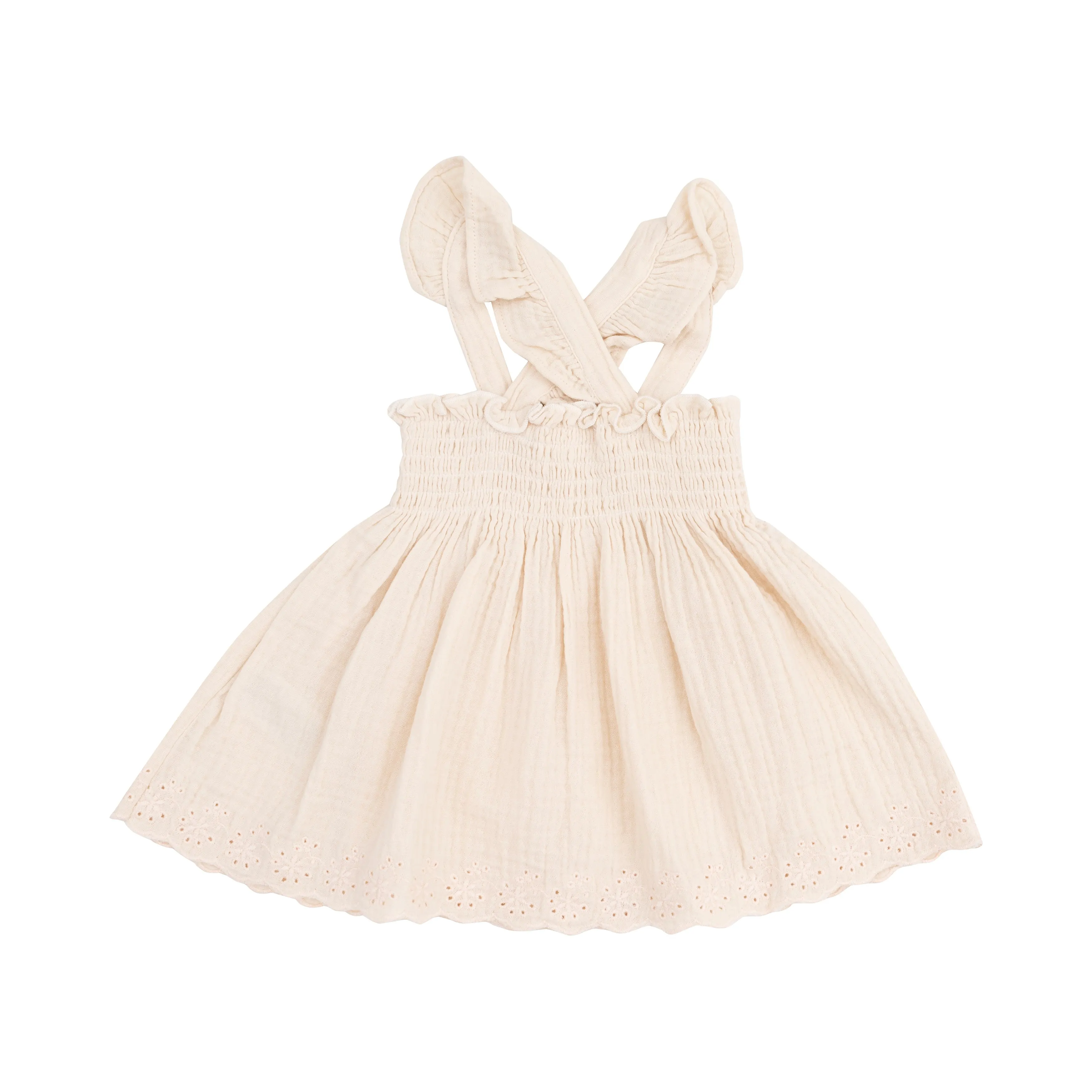 Angel Dear || White Swan Ruffle Strap Smocked Top & Diaper Cover