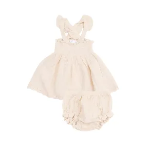 Angel Dear || White Swan Ruffle Strap Smocked Top & Diaper Cover
