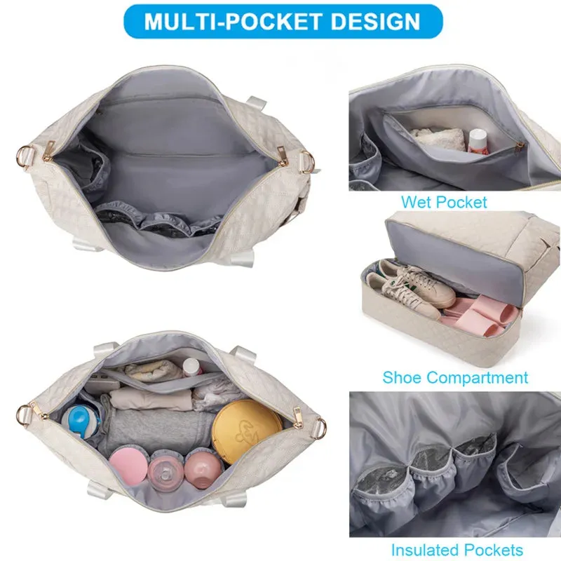 ANYMOM Mommy Diaper Bag Black Handbag 3 pcs Set with Multiple Pocket Design for Travel Outdoor Changing Fashion Mom Shoulder Bags