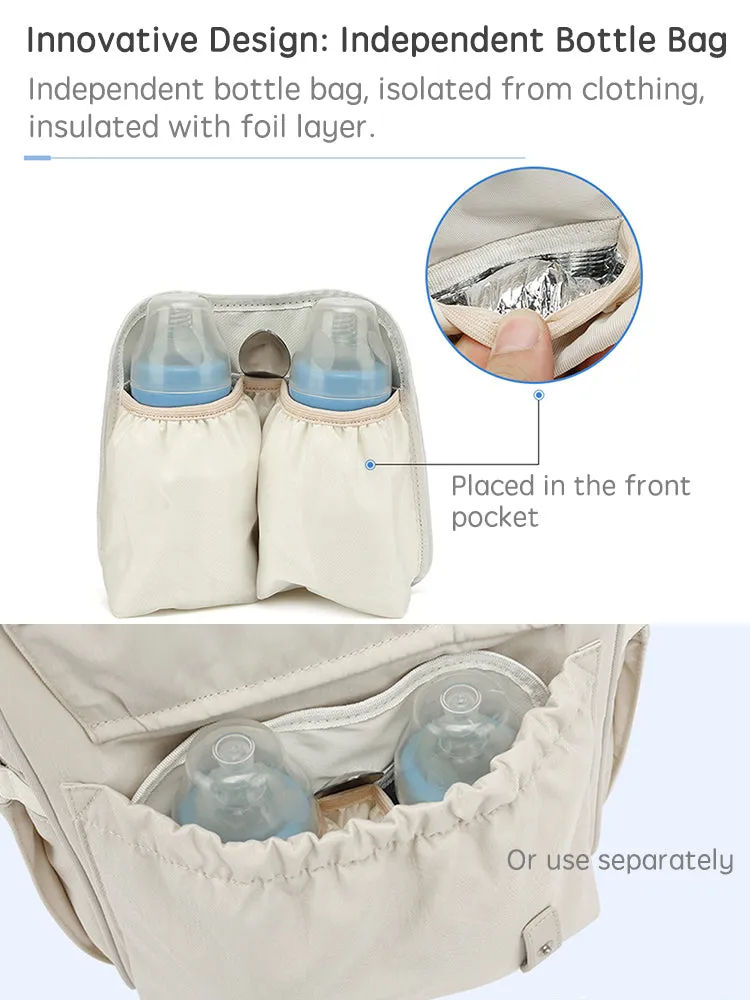 ANYMOM Mommy Diaper Bag Blue Backpack 2Pcs Stroller Hook with Internal USB Charging Port