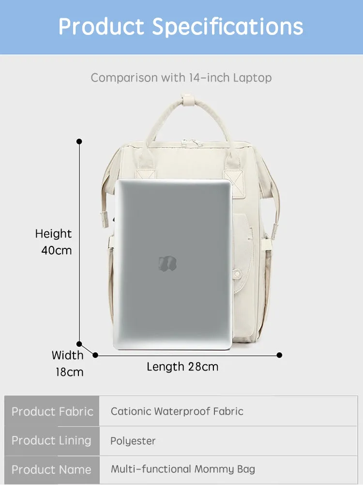 ANYMOM Mommy Diaper Bag Grey Backpack 2Pcs Stroller Hook with Internal USB Charging Port