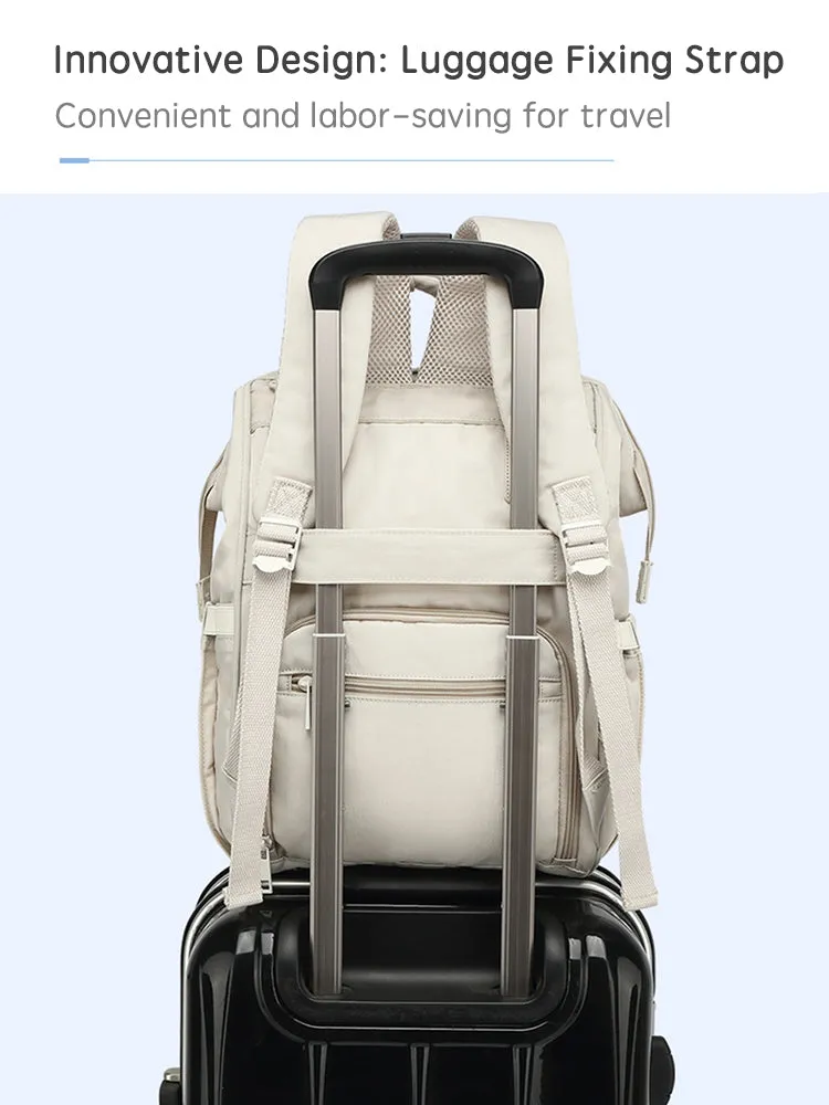 ANYMOM Mommy Diaper Bag Grey Backpack 2Pcs Stroller Hook with Internal USB Charging Port