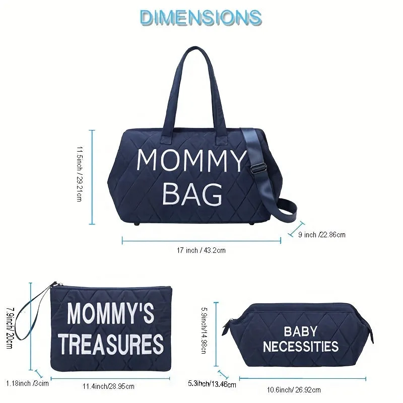 ANYMOM Mommy Diaper Bag Khaki Handbag 5 pcs set with Portable Changing Pad Adjustable and Removable Strap Diamond Pattern Maternity Bag